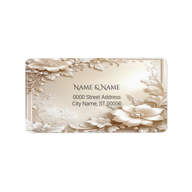 Ivory Flowers Return Address Label Adressetikett (Framsidan)