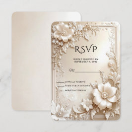 Ivory Flowers RSVP Card OSA Kort