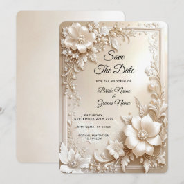 Ivory Flowers Save the Date Spara Datumet