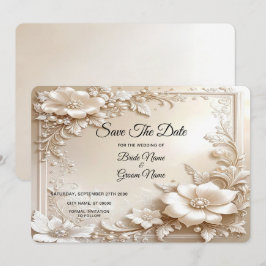 Ivory Flowers Save The Date Spara Datumet