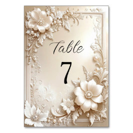 Ivory Flowers Table Number Bordsnummer
