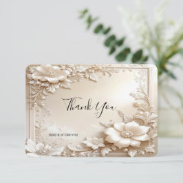 Ivory Flowers Thank You Card Tack Kort