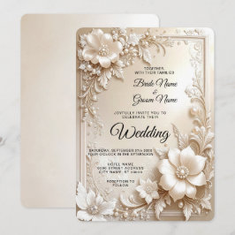 Ivory Flowers Wedding Invitation Inbjudningar