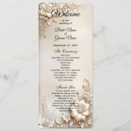 Ivory Flowers Wedding Program