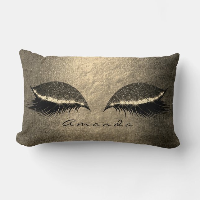 Ivory Foxier Guld Grått Black Anpassningsbar Glitt Lumbarkudde (Framsida)