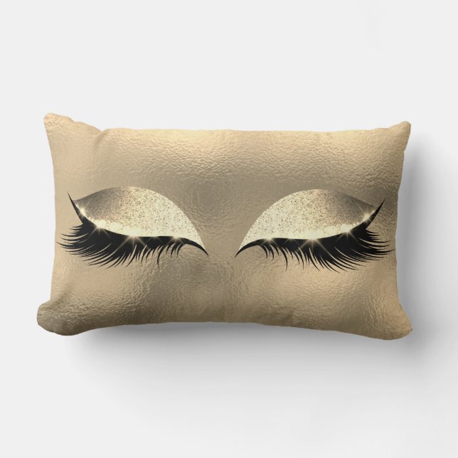 Ivory Foxier Vip Lash Glass Sföreliggande Glitter  Lumbarkudde (Framsida)