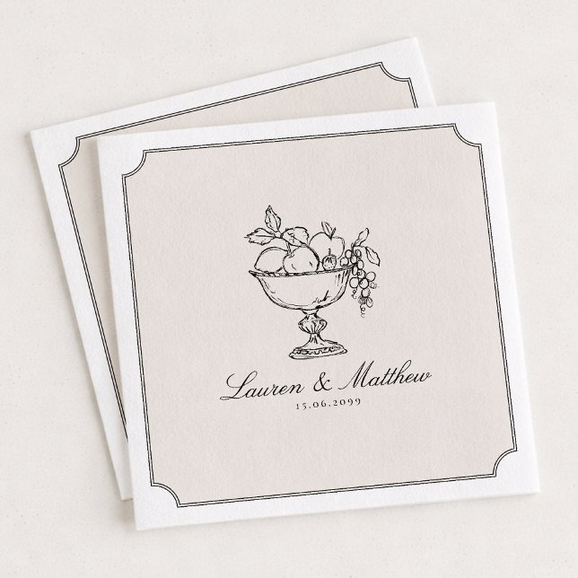Ivory Fruit Bowl Double Frame Wedding Napkins Pappersservett (Skapare uppladdad)