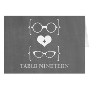Ivory Geeky Glasses Chalkboard-Bordsnummer-kort Hälsningskort