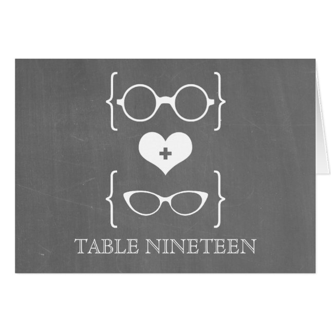 Ivory Geeky Glasses Chalkboard-Bordsnummer-kort Hälsningskort (Framsidan Horizontal)