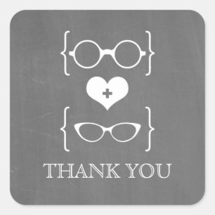 Ivory Geeky Glasses Chalkboard Tack Stickers Fyrkantigt Klistermärke