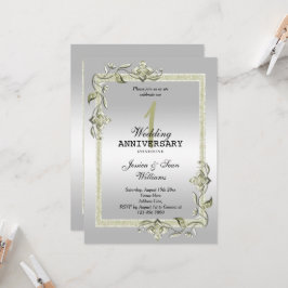 Ivory Gem, Glitter och Silver 1:a Bröllop Inbjudningar