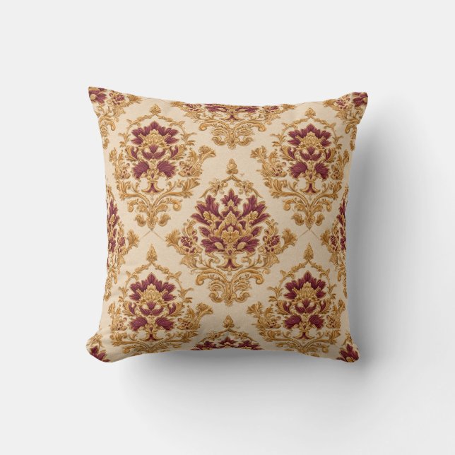 Ivory Gilded Floral Damask Kudde (Framsida)