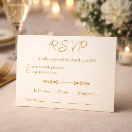 Ivory Gold 50th Wedding Anniversary Response Card OSA Kort