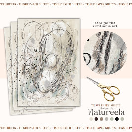Ivory Gray Sand Abstract Decoupage Tissue Paper