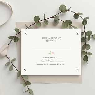 Ivory & Green Blommande ros bröllop RSVP OSA Kort