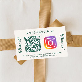 Ivory green business name qr code instagram rektangulärt klistermärke