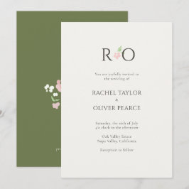 Ivory & Green | Chic Watercolor Floral Wedding  Inbjudningar