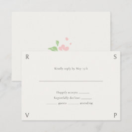 Ivory & Green | Floral Rose Wedding RSVP  Card OSA Kort