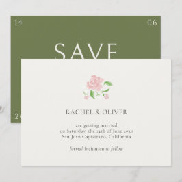 Ivory & Green | Floral Rose Wedding Save The Date Spara Datumet