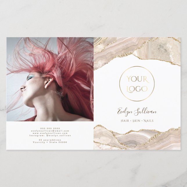 Ivory guld agate bifold brochure (Framsida)