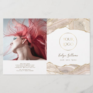 Ivory guld agate bifold brochure