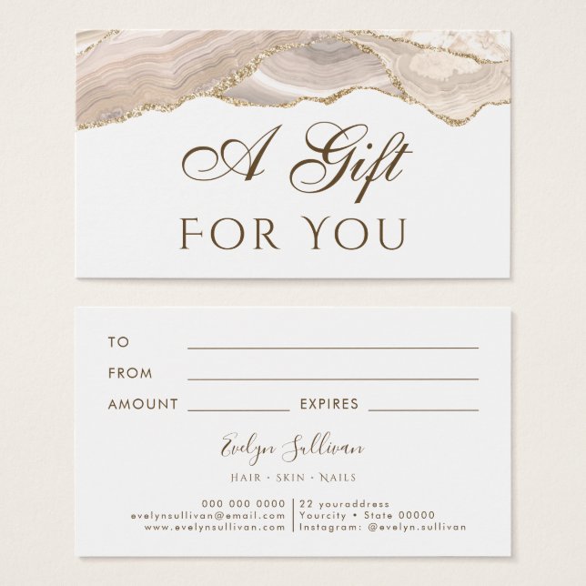 Ivory Guld Agate Gift Card Visitkort (Framsida & baksida)