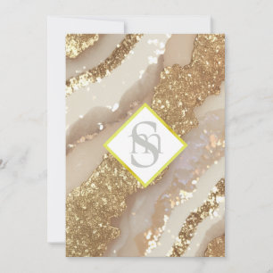 *~ Ivory Guld AR66 QR + OSA Agate Bröllop Inbjudningar