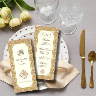 Ivory Guld Damask Elegance Islamic Bröllop Meny