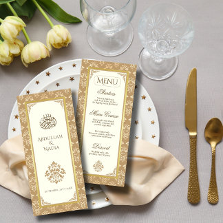 Ivory Guld Damask Elegance Islamic Bröllop Meny