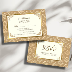 Ivory Guld Damask Elegance Islamic Bröllop OSA Kort