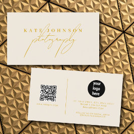 Ivory Guld Namnteckning skriptet QR Code Social Me Visitkort