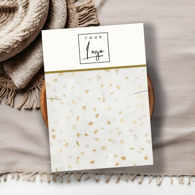 Ivory Guld Terrazzo Marble Struktur Necklace Logot Visitkort (Skapare uppladdad)