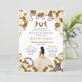 Ivory & Guld Western Charro Cowgirl Quinceanera Inbjudningar