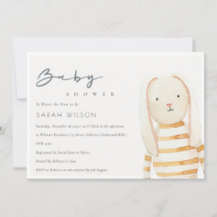 Ivory Gult Bunny Soft Leksak Baby Shower Inbjudan