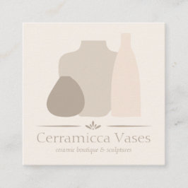Ivory Handmade Porcelain Pottery Vas Ceramic Fyrkantigt Visitkort