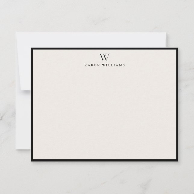 ivory Initial Bold Black Border note card Inbjudningar (Framsida)