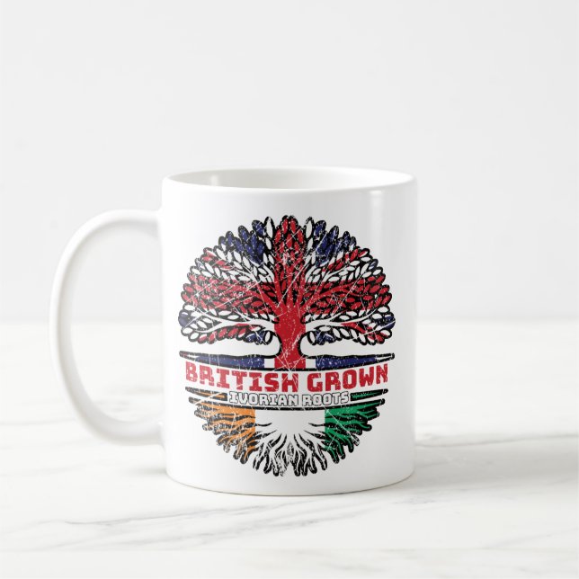 Ivory Kusten Ivorian British Träd Roots Flagga Kaffemugg (Vänster)