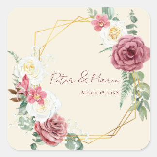 Ivory Lace Elegant Wedding Envelope seal Fyrkantigt Klistermärke