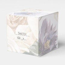 Ivory Lavender Blue Floral Wedding Favor Box 