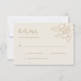 Ivory Line Art Blommigt Elegant bröllop OSA Kort