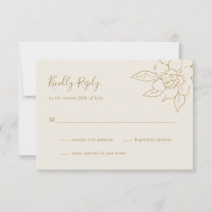 Ivory Line Art Blommigt Elegant bröllop OSA Kort