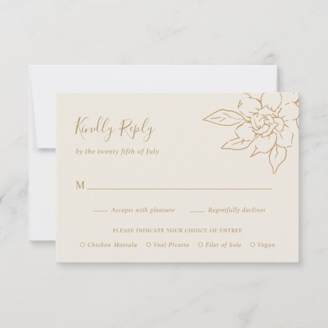 Ivory Line Art Blommigt Elegant bröllop OSA Kort (Framsida)