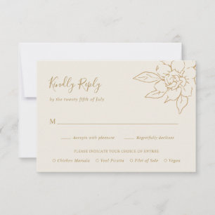 Ivory Line Art Blommigt Elegant bröllop OSA Kort