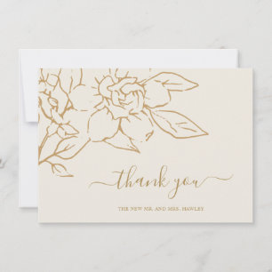 Ivory Line Art Blommigt Elegant bröllop Tack Kort