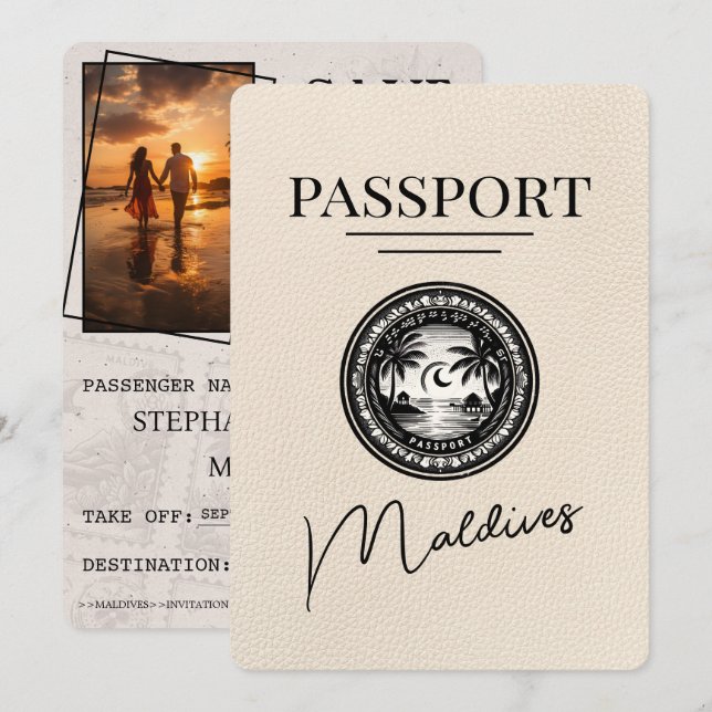 Ivory Maldives Passport Spara datum Datumet (Fram/baksida)
