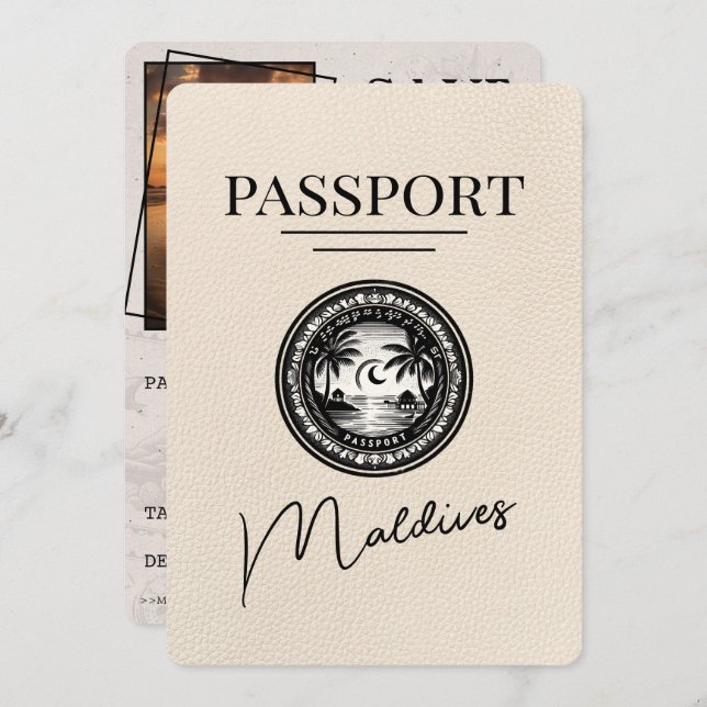 Ivory Maldives Passport Spara datum Spara Datumet (Fram/baksida)