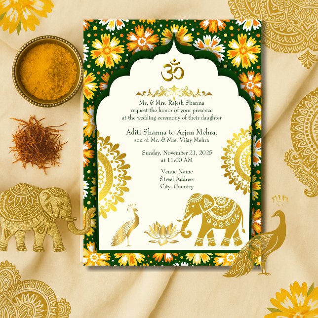 Ivory Mandala Moghul Arch hindu Wedding Inbjudningar (Skapare uppladdad)