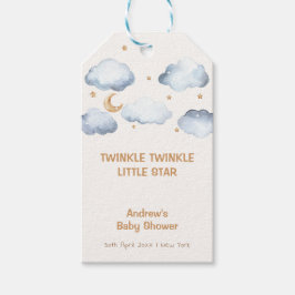 Ivory Måne Stars Twinkle Boy Shower Presentetikett
