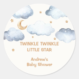 Ivory Måne Stars Twinkle Boy Shower Runt Klistermärke