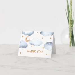 Ivory Måne Stars Twinkle Boy Shower Tack Kort